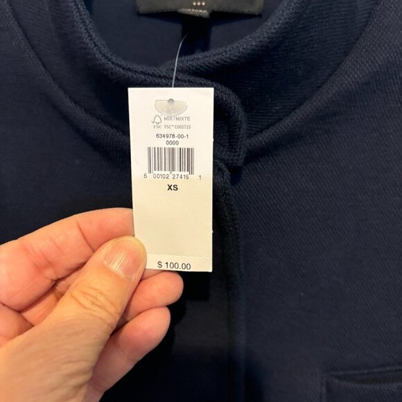 Banana Republic Pique Military Navy Knit Band Collar Blazer Jacket - Picture 5 of 14